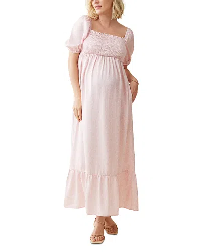 INGRID & ISABEL ELBOW SLEEVE SMOCKED MAXI DRESS