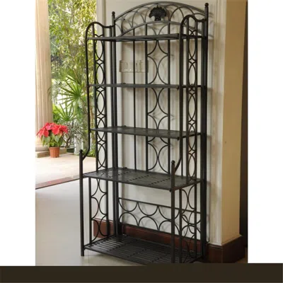 INTERNATIONAL CARAVAN 3441-ANT-BK 5-TIER IRON BAKERS RACK, ANTIQUE BLACK