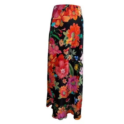 INTROVERTIE VIENNA WOMEN'S BLACK OIA BIAS CUT SILK MAXI SKIRT - PARADISE LOST