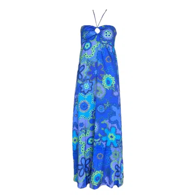 INTROVERTIE VIENNA WOMEN'S BLUE FORGOT ABOUT YOU BANDEAU MAXI DRESS - BLOOM AZURE