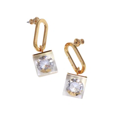 IOSTUDIO WOMEN'S SPARKLE OVAL EARRING GOLD