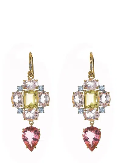 IRENE NEUWIRTH 18KT YELLOW GOLD GEMMY GEM EARRINGS