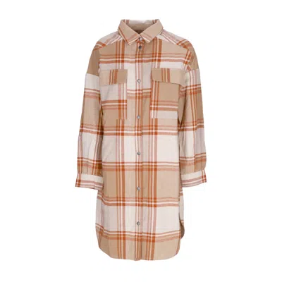 IRIEDAILY LONG WOMEN'S CHECKY SHIRT JACKET BEIGE