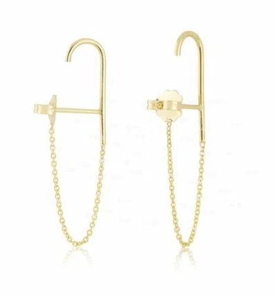 IRISHA DESIGNS 14K SOLID GOLD SUSPENDER CHAIN ANNIVERSARY GIFT EARRINGS FINE JEWELRY