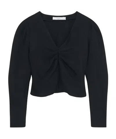 IRO IMAE STRIPED SHORT V-NECK BLOUSE