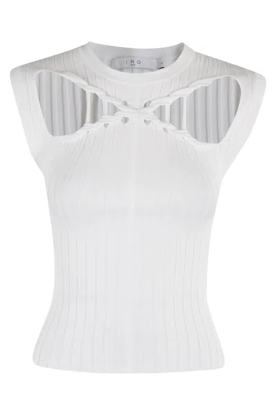 IRO IRO SLEEVELESS TOP WITH INTRICATE WOVEN CUT-OUT DESIGN