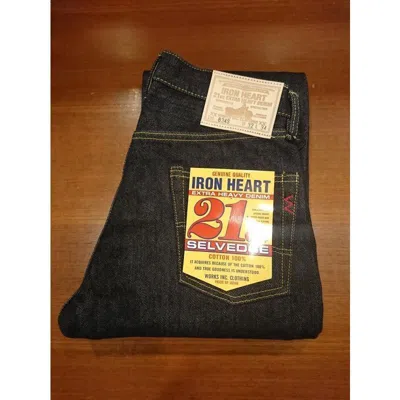IRON HEART IRON HEART 634S 21OZ STRAIGHT DENIM SELVEDGE MEN' JEANS BLACK 31.32.33.34.36IN