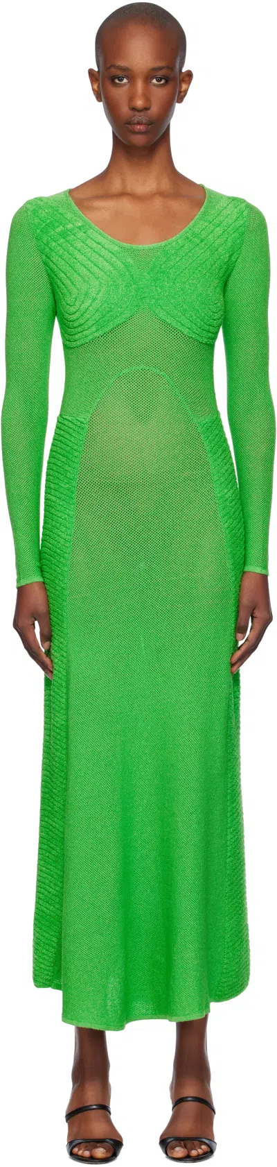 ISA BOULDER GREEN SWEETHEART LONG SLEEVE MAXI DRESS