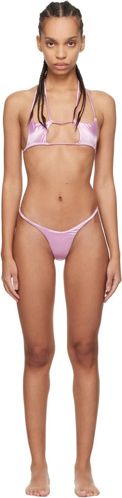 ISA BOULDER PINK ARGYLE & FORWARD SATIN BIKINI