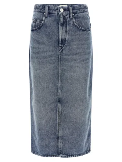 ISABEL MARANT WOMEN BLUE TILAURIA MIDI SKIRT, 30 LUXURY SKIRTS FOR WOMEN DARVEYS