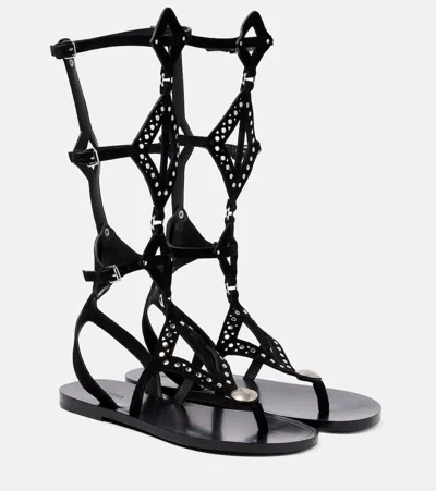 ISABEL MARANT BOHAM CUTOUT SUEDE GLADIATOR SANDALS
