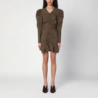 ISABEL MARANT ÉTOILE ISABEL MARANT ÉTOILE BRIALI MINI DRESS WITH GREEN KHAKI ZIP