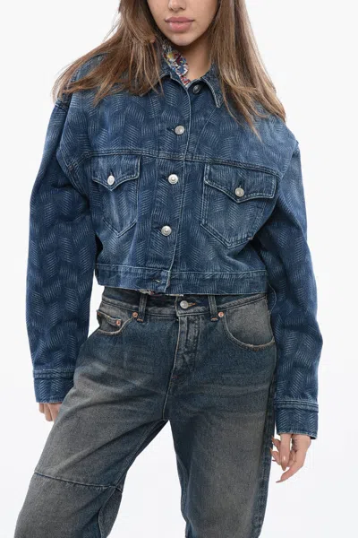 ISABEL MARANT ETOILE DENIMS CROPPED JACKET WITH DELAVÉ MOTIF