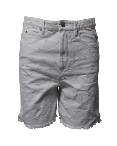 ISABEL MARANT ETOILE DISTRESSED BERMUDA SHORTS IN WHITE COTTON DENIM