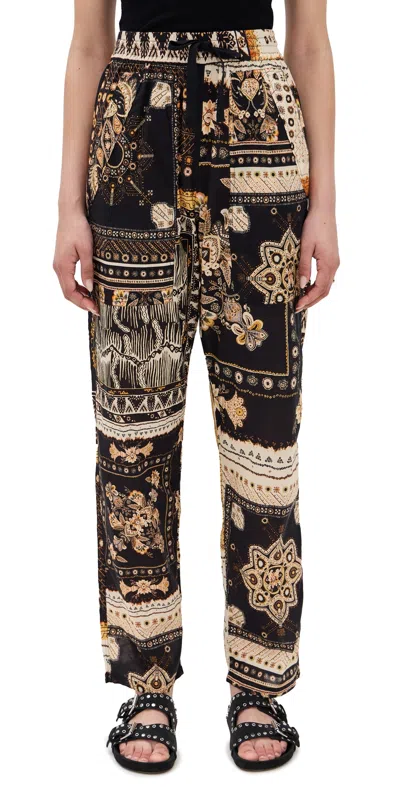 ISABEL MARANT ÉTOILE FEDORA PANTS BLACK / OCHRE