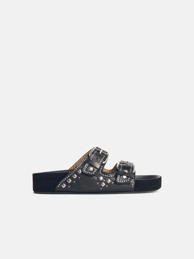 ISABEL MARANT ÉTOILE 'LENNYO' BLACK LEATHER SLIPPERS