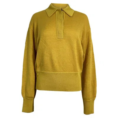 ISABEL MARANT HERON POLO SWEATER IN YELLOW WOOL