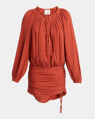 ISABEL MARANT JAONI PLUNGING COTTON GAUZE MINI DRESS