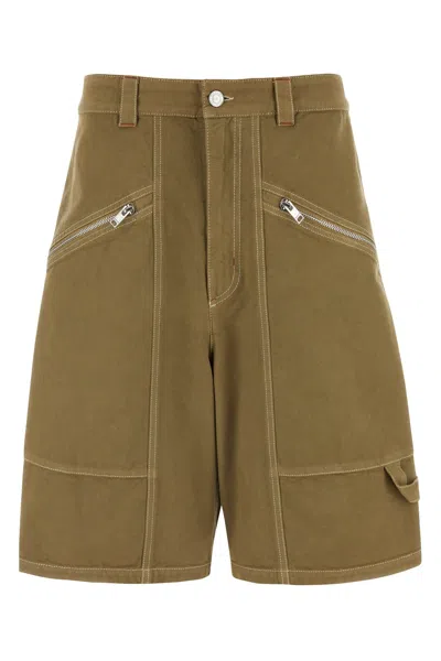 ISABEL MARANT KHAKI COTTON FEONI BERMUDA SHORTS