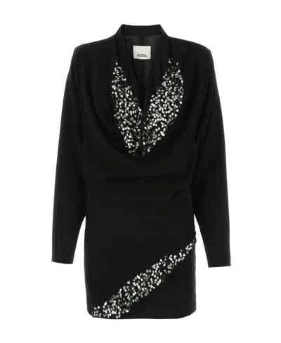 ISABEL MARANT ISABEL MARANT LAZELI EMBELLISHED V-NECK MINI DRESS