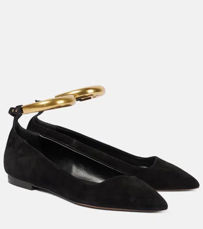 ISABEL MARANT LEANOR EMBELLISHED LEATHER BALLET FLATS