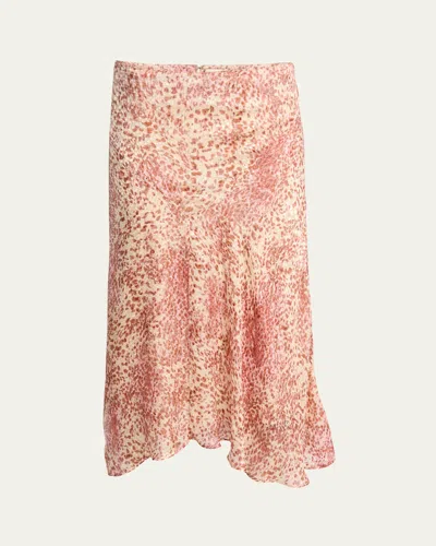 ISABEL MARANT LISANNE SPOTTED VELVET BURNOUT MIDI SKIRT