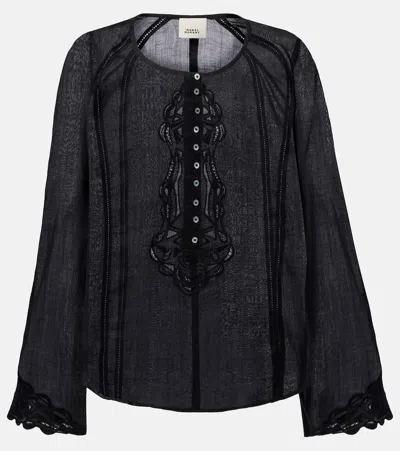 ISABEL MARANT LUCIELE EMBROIDERED RAMIE BLOUSE