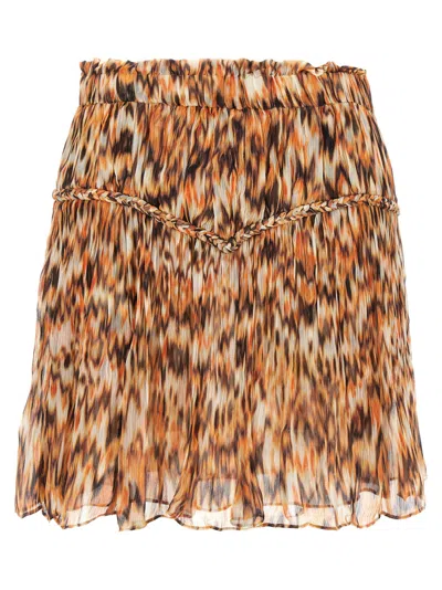 ISABEL MARANT WOMEN ORANGE ROUMI PRINTED COTTON SKIRT, 30 LUXURY SKIRTS FOR WOMEN DARVEYS