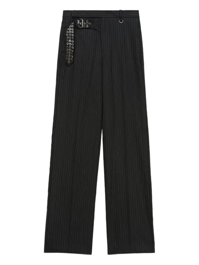 ISABEL MARANT PINSTRIPE METAL-DETAIL TROUSERS