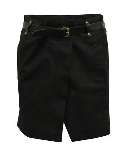 ISABEL MARANT WRAP SKIRT WITH BELT IN BLACK COTTON