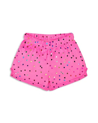 ISCREAM GIRLS' BRIGHT FOIL HEART PLUSH SHORTS - LITTLE KID, BIG KID