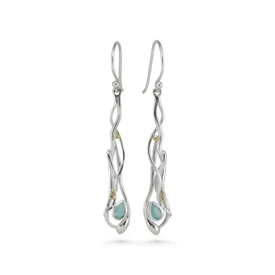 ISLA SILVER WOMEN'S BLUE / SILVER AQUA CHALCEDONY DROP EARRINGS