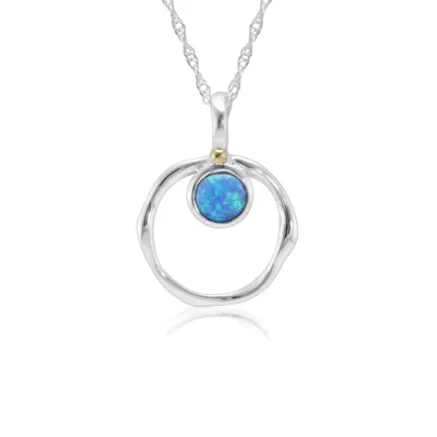 ISLA SILVER WOMEN'S BLUE / SILVER DAINTY BLUE FIRE OPAL PENDANT