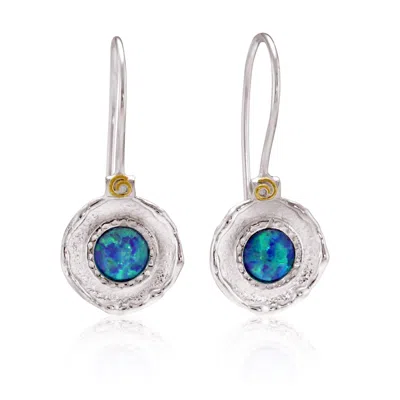 ISLA SILVER WOMEN'S BLUE / SILVER HANDMADE BLUE FIRE OPAL DROP EARRINGS