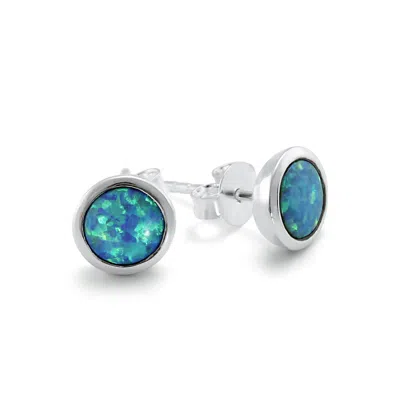 ISLA SILVER WOMEN'S BLUE / SILVER HANDMADE BLUE OPAL STUD EARRINGS