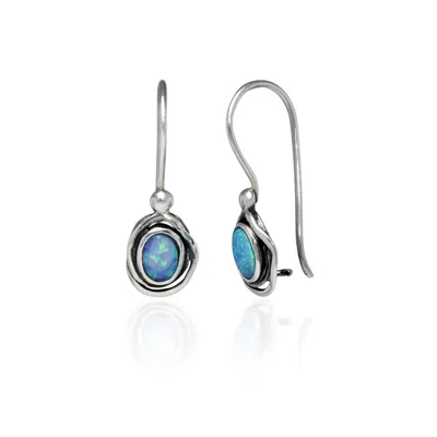 ISLA SILVER WOMEN'S BLUE / SILVER HANDMADE DAINTY OPAL HOOK EARRINGS