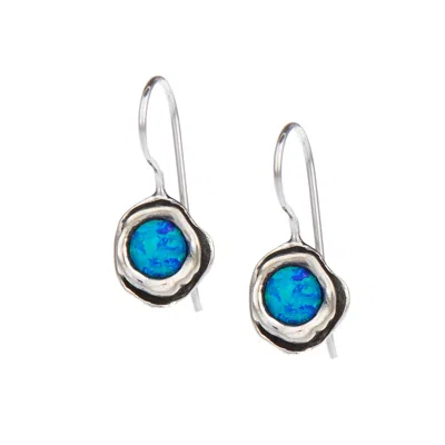 ISLA SILVER WOMEN'S BLUE / SILVER HANDMADE ORGANIC OPAL HOOK EARRINGS