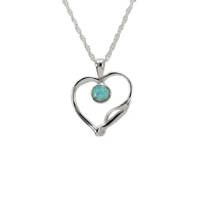 ISLA SILVER WOMEN'S BLUE / SILVER HANDMADE SILVER & OPAL HEART PENDANT