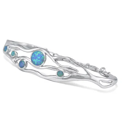 ISLA SILVER WOMEN'S BLUE / SILVER HANDMADE SILVER BLUE FIRE OPAL BRACELET