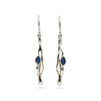 ISLA SILVER WOMEN'S BLUE / SILVER KYANITE DROP EARRINGS