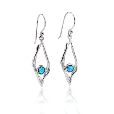 ISLA SILVER WOMEN'S BLUE / SILVER STERLING SILVER BLUE OPAL DELICATE DROP EARRINGS