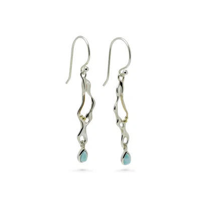 ISLA SILVER WOMEN'S BLUE / SILVER STERLING SILVER MOLTEN EARRINGS WITH TEARDROP LARIMAR