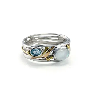ISLA SILVER WOMEN'S BLUE / WHITE / SILVER MOONSTONE & BLUE TOPAZ RING