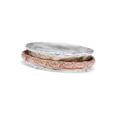 ISLA SILVER WOMEN'S BROWN / SILVER SILVER RING WITH COPPER SPINNING BAND