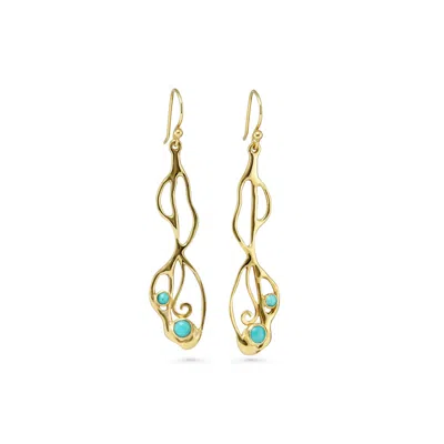 ISLA SILVER WOMEN'S GOLD / BLUE HANDCRAFTED GOLD VERMEIL AMERICAN TURQUOISE DROP EARRINGS