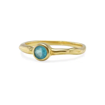 ISLA SILVER WOMEN'S GOLD / BLUE ORGANIC DAINTY BLUE APATITE GOLD RING