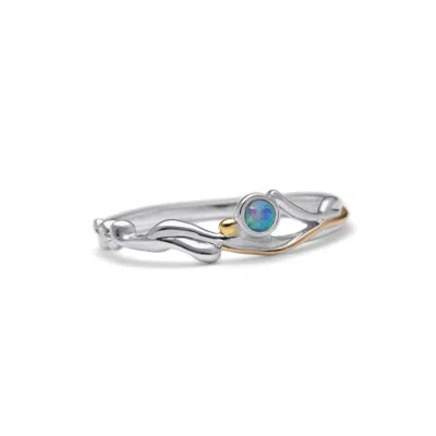 ISLA SILVER WOMEN'S GOLD / BLUE / SILVER COASTAL BLUE OPAL RING