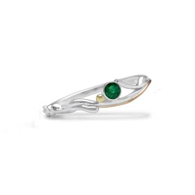 ISLA SILVER WOMEN'S GOLD / GREEN / SILVER DAINTY EMERALD RING