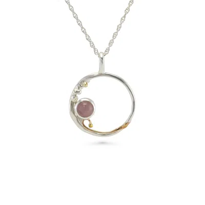 ISLA SILVER WOMEN'S GOLD / PINK / SILVER ROSE QUARTZ STERLING SILVER PENDANT