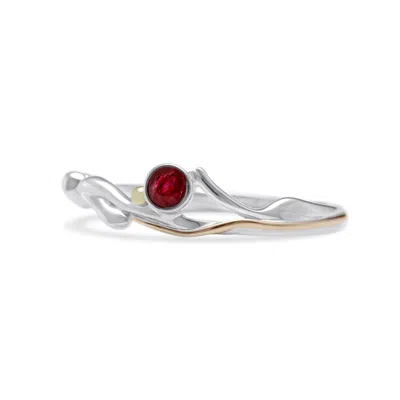 ISLA SILVER WOMEN'S GOLD / RED / SILVER DAINTY STERLING SILVER RUBY RING